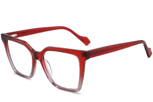 Verres rectangulaires en acétate rouge #BS2012-0175