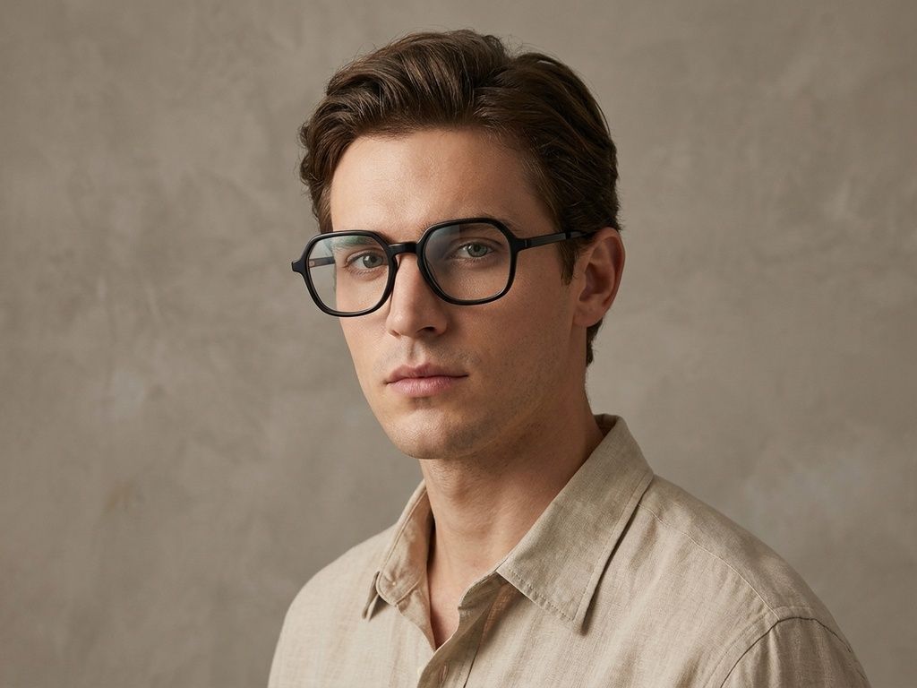 Gafas rectangulares de acetato negro #BS2012-0176