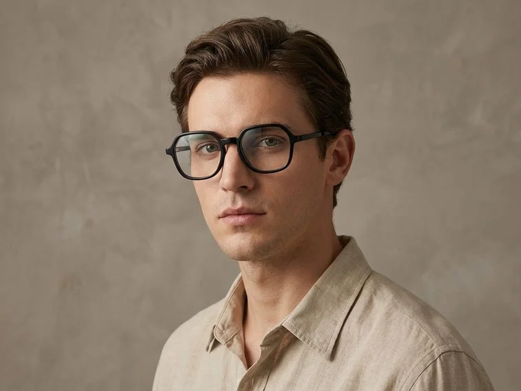 Gafas rectangulares de acetato negro #BS2012-0176
