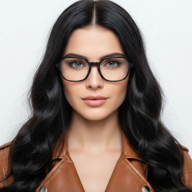 Rectangular Black Acetate Glasses #BS2012-0176