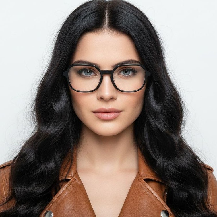Rectangular Black Acetate Glasses #BS2012-0176