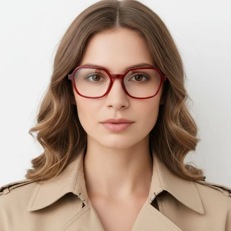 Rectangular Red Acetate Glasses #BS2012-0180