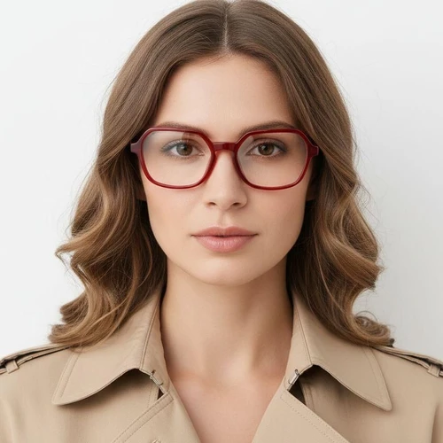 Rectangular Red Acetate Glasses #BS2012-0180
