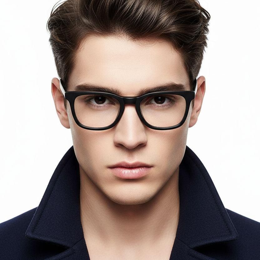 Rectangular Black Acetate Glasses #BS2012-0190