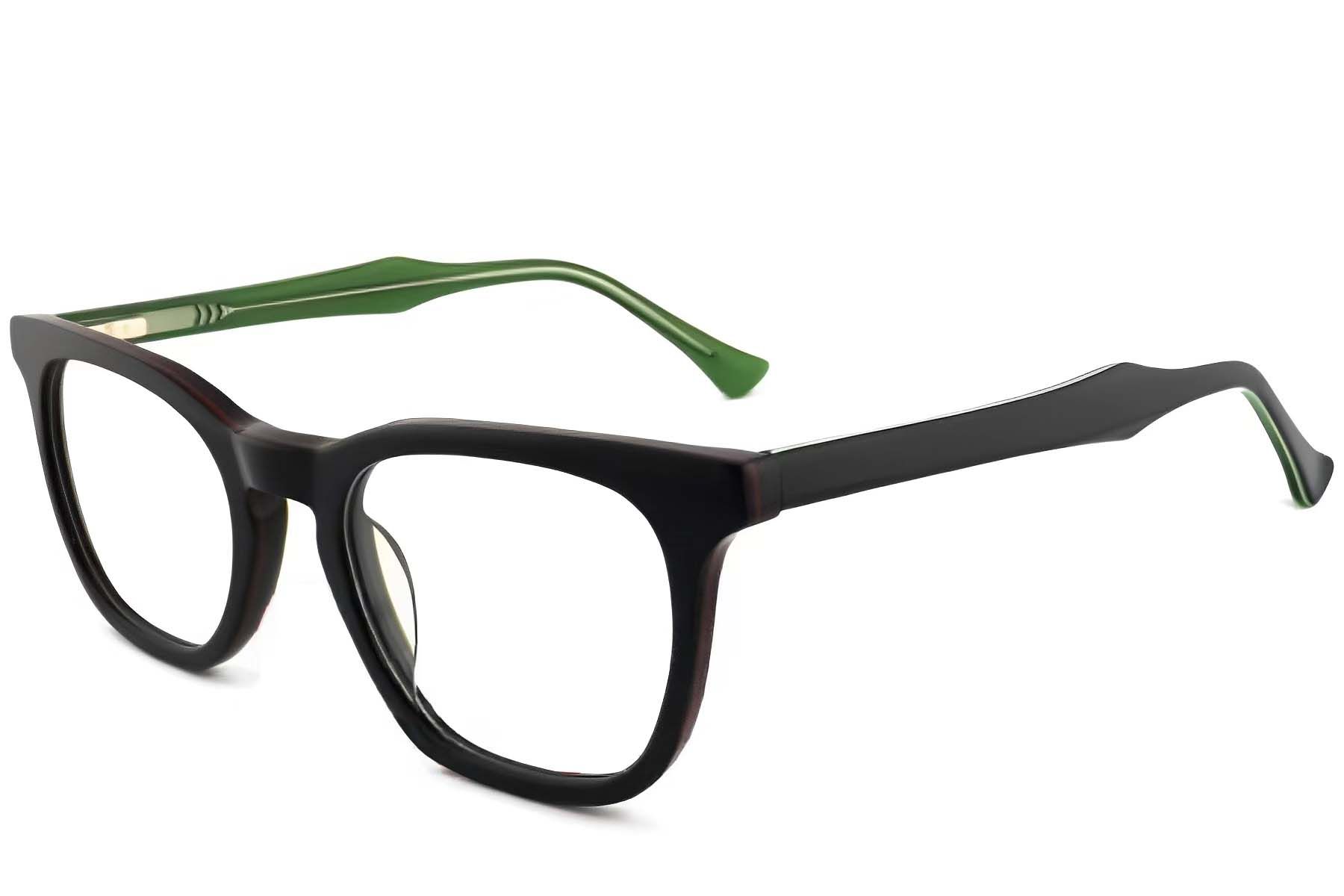 Rectangular Green Acetate Glasses #BS2012-0192