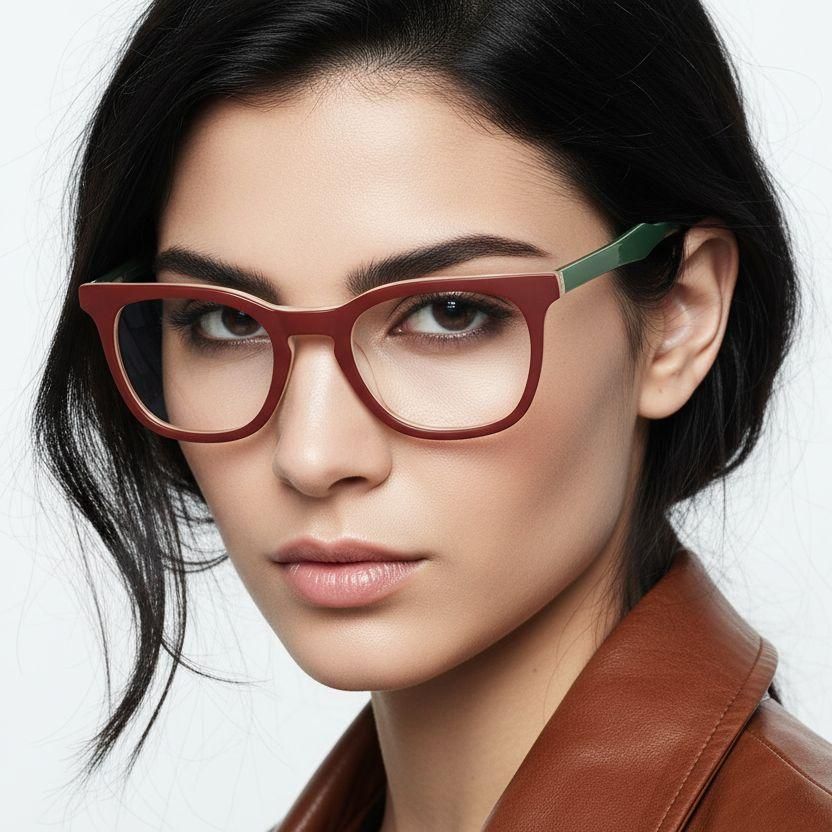 Rectangular Red Acetate Glasses #BS2012-0195