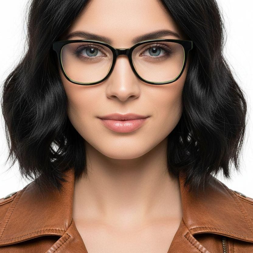 Gafas ovaladas de acetato verde #BS2012-0207