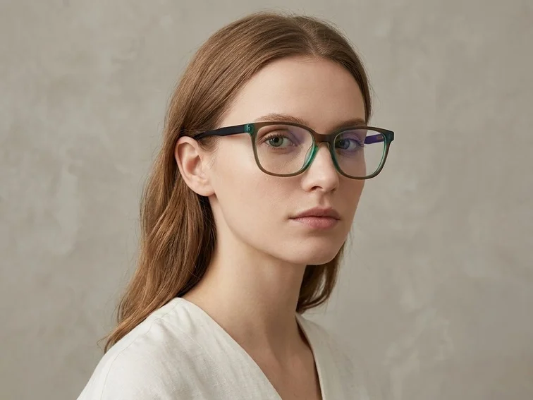 Lunettes ovales en acétate vert #BS2012-0214