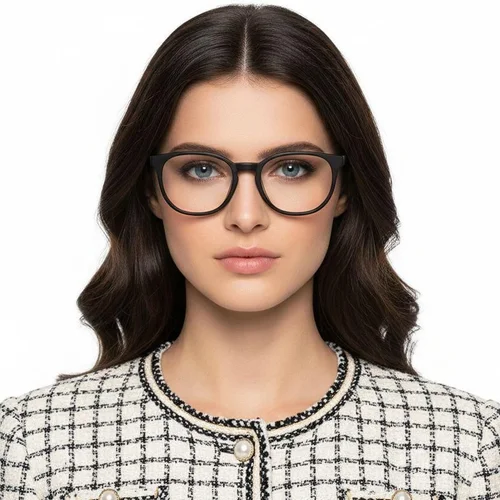 Lunettes ovales en acétate noir #BS2012-0215