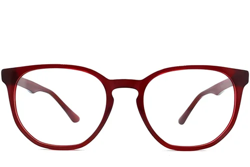 Lunettes ovales en acétate rouge #BS2012-0216