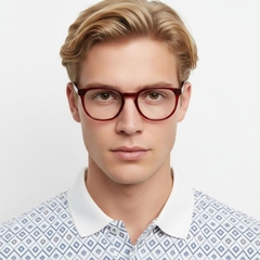 Oval Red Acetate Glasses #BS2012-0216