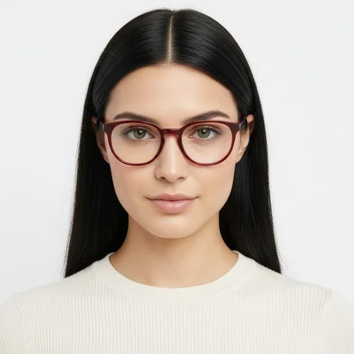 Lunettes ovales en acétate rouge #BS2012-0216