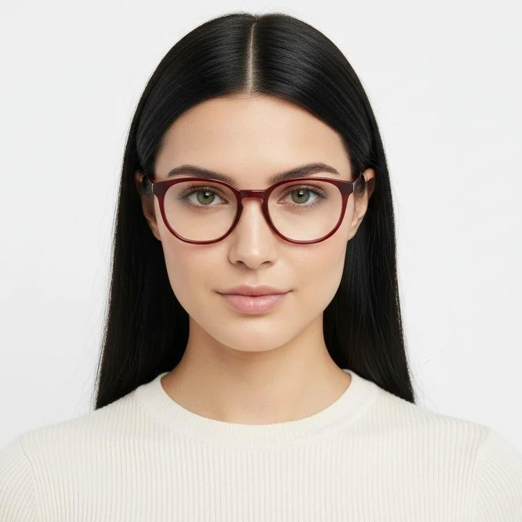 Oval Red Acetate Glasses #BS2012-0216
