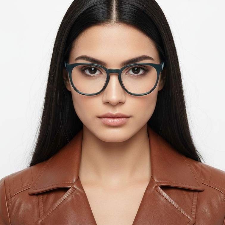 Gafas ovaladas de acetato verde #BS2012-0217