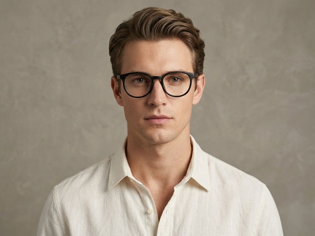 Lunettes rondes en acétate noir #BS2012-0221