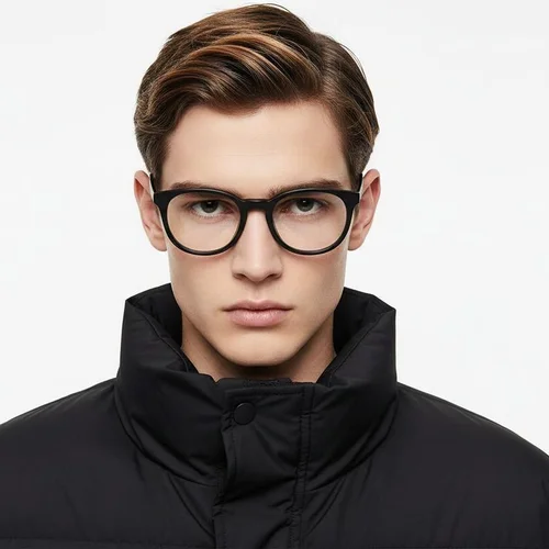Lunettes rondes en acétate noir #BS2012-0221