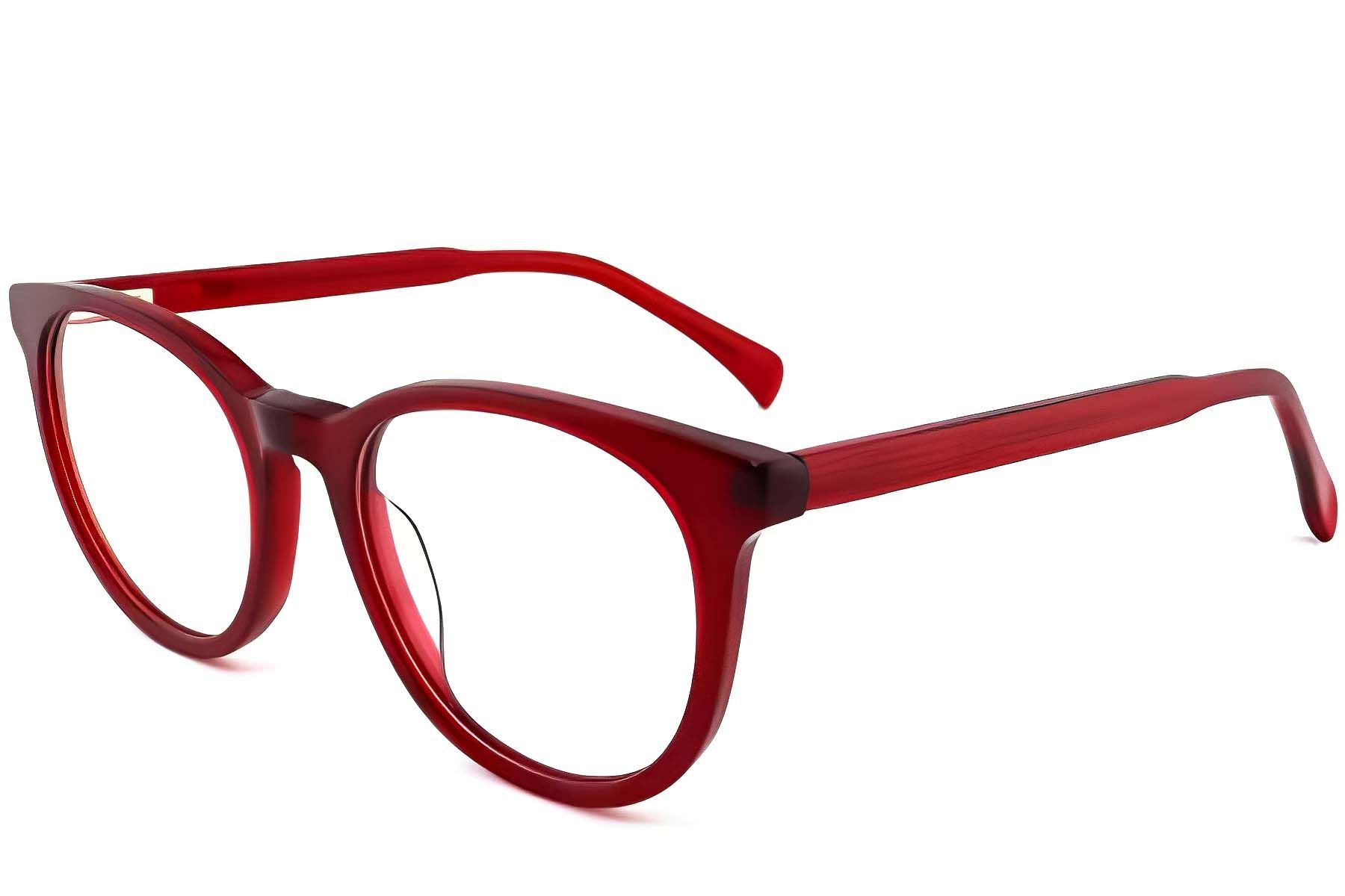 Round Red Acetate Glasses #BS2012-0223