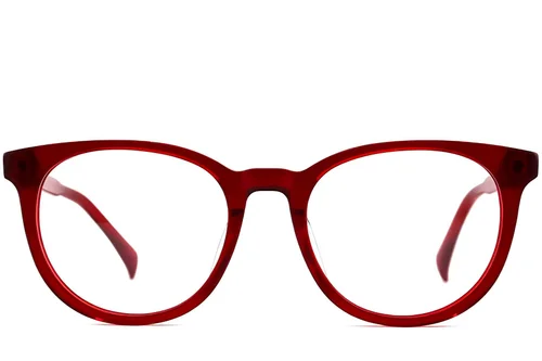 Lunettes rondes en acétate rouge #BS2012-0223