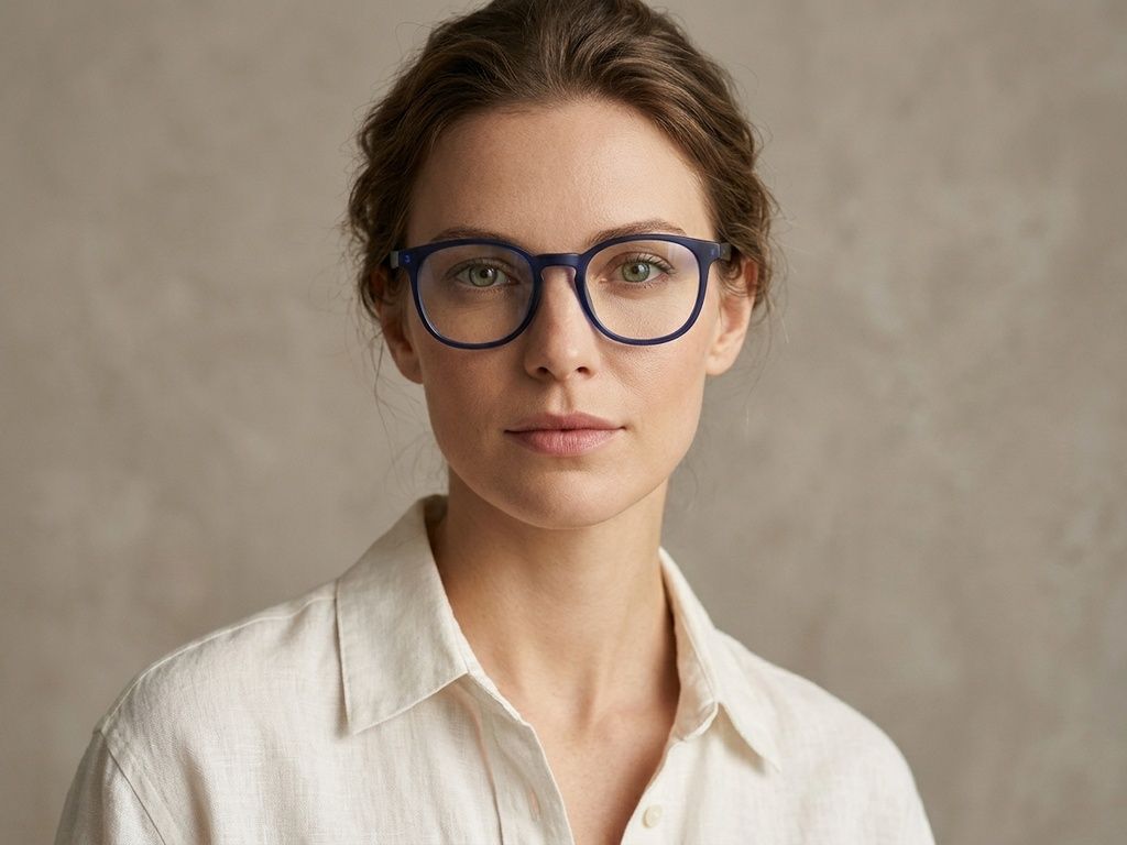 Gafas redondas de acetato azul #BS2012-0225