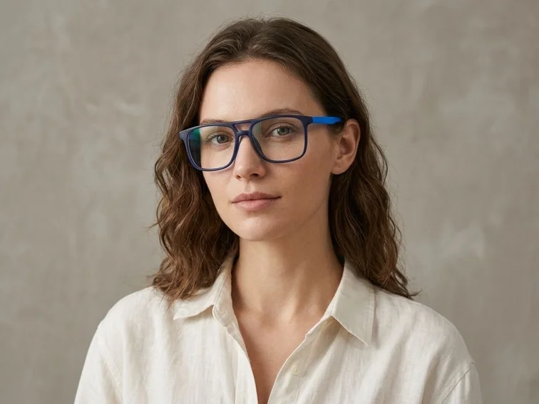 Rectangular Blue Acetate Glasses #BS2012-0227