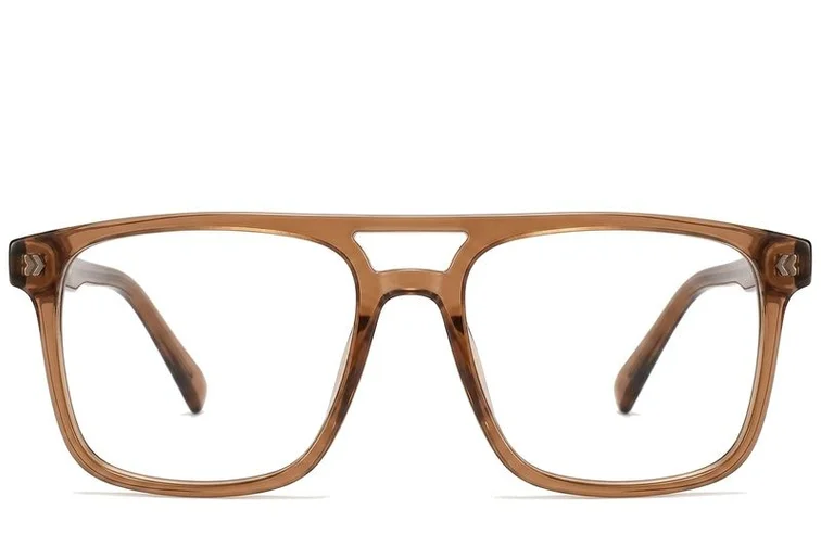 Rectangular Brown Acetate Glasses #BS2012-0228