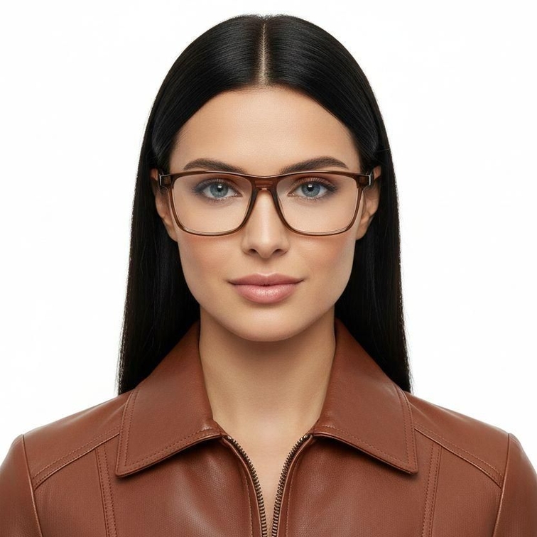 Rectangular Brown Acetate Glasses #BS2012-0228