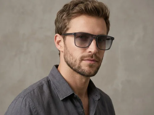 Lunettes rectangulaires en acétate gris #BS2012-0229