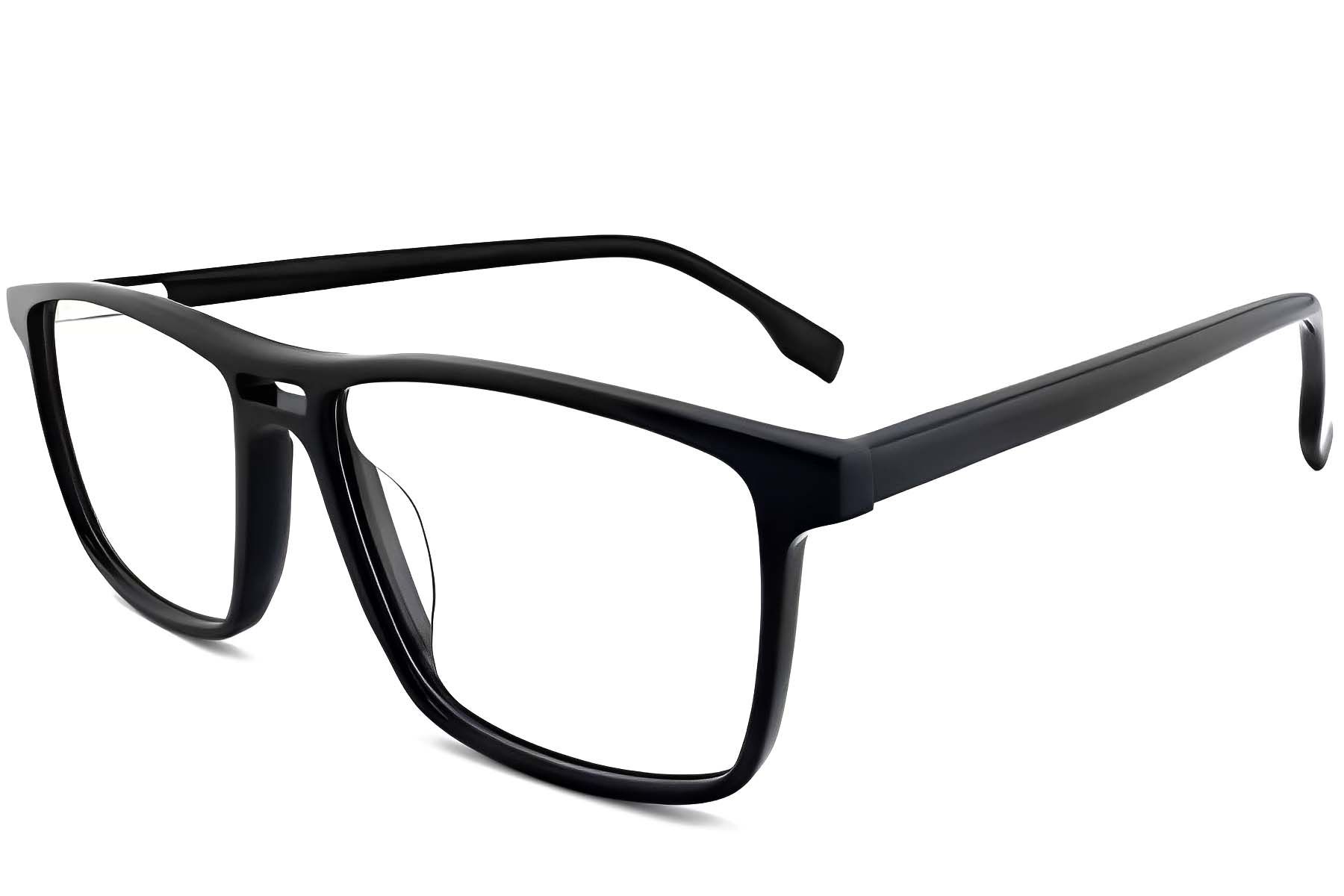 Rechteckige schwarze Acetatbrille #BS2012-0230