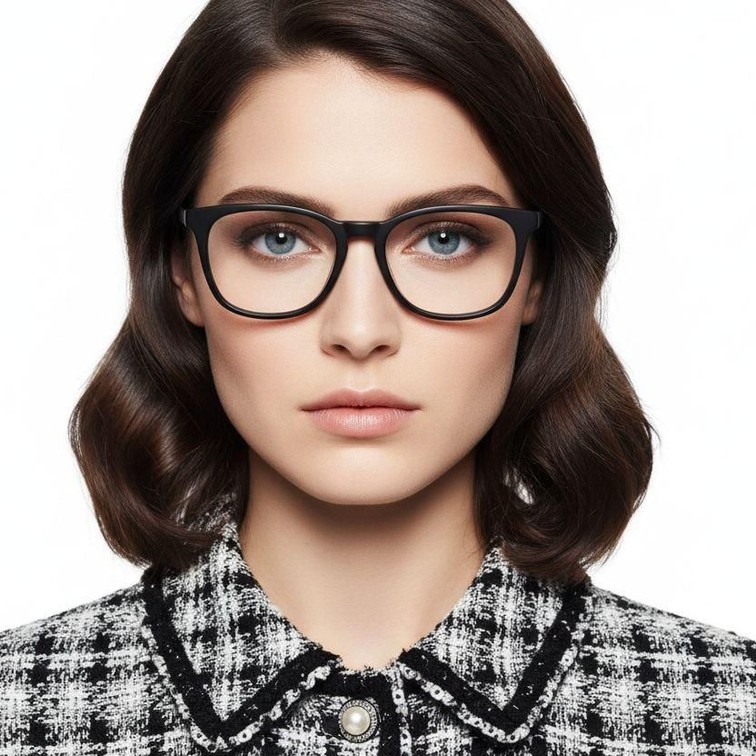 Rectangular Black Acetate Glasses #BS2012-0231