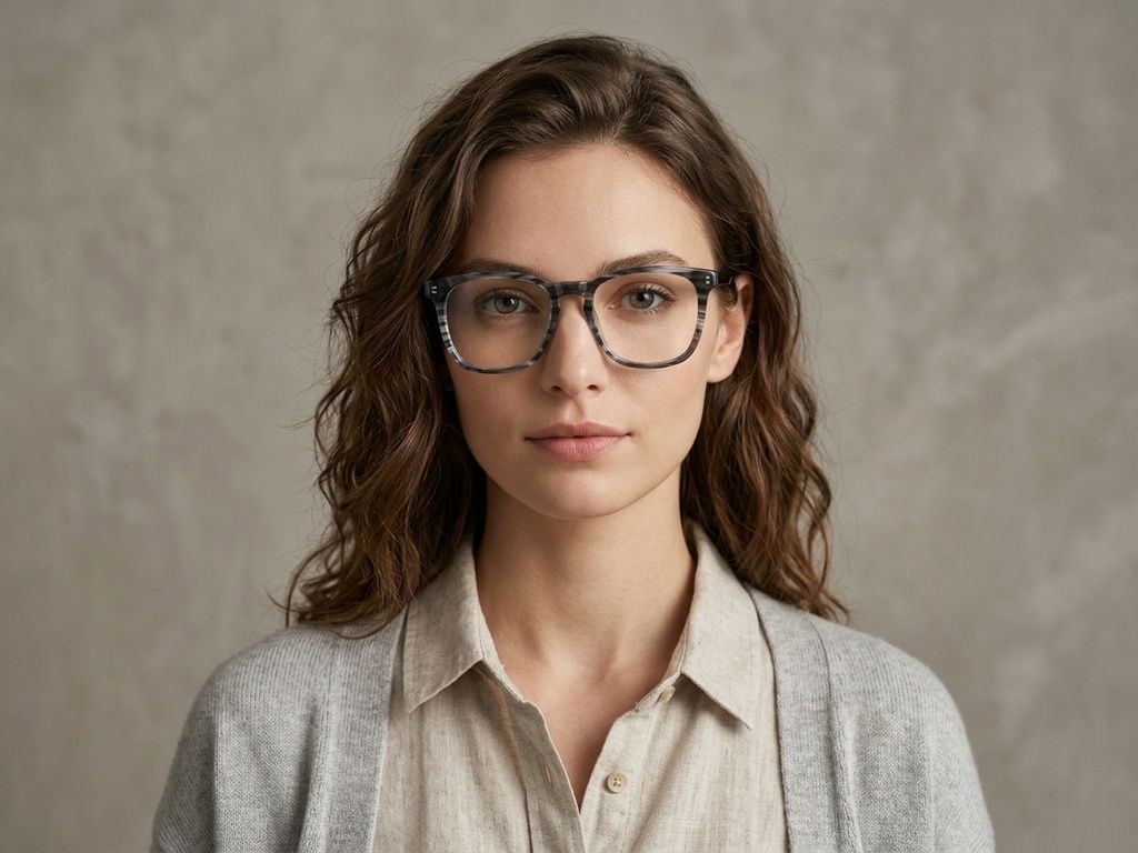 Rectangular Grey Acetate Glasses #BS2012-0233