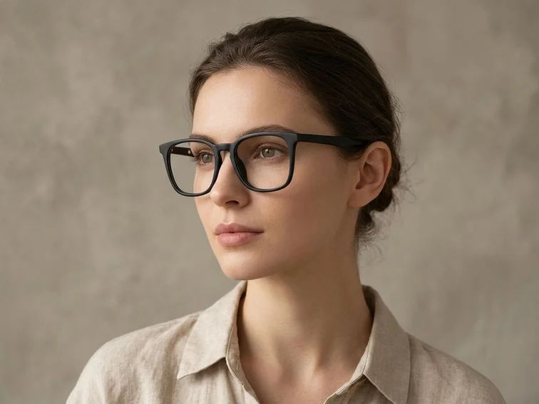 Rectangular Black Acetate Glasses #BS2012-0243