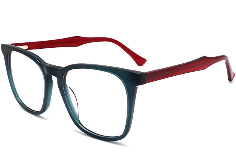 Rectangular Green Acetate Glasses #BS2012-0244