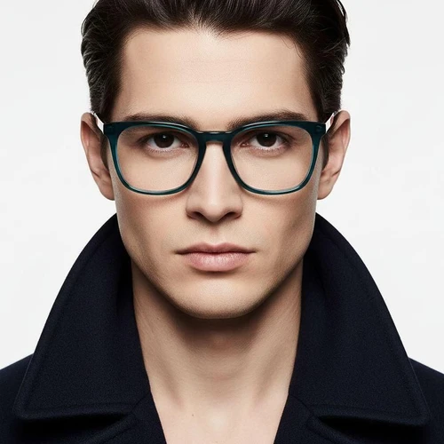 Rectangular Green Acetate Glasses #BS2012-0244