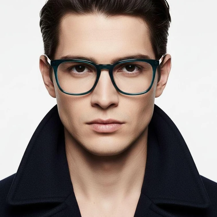Gafas rectangulares de acetato verde #BS2012-0244