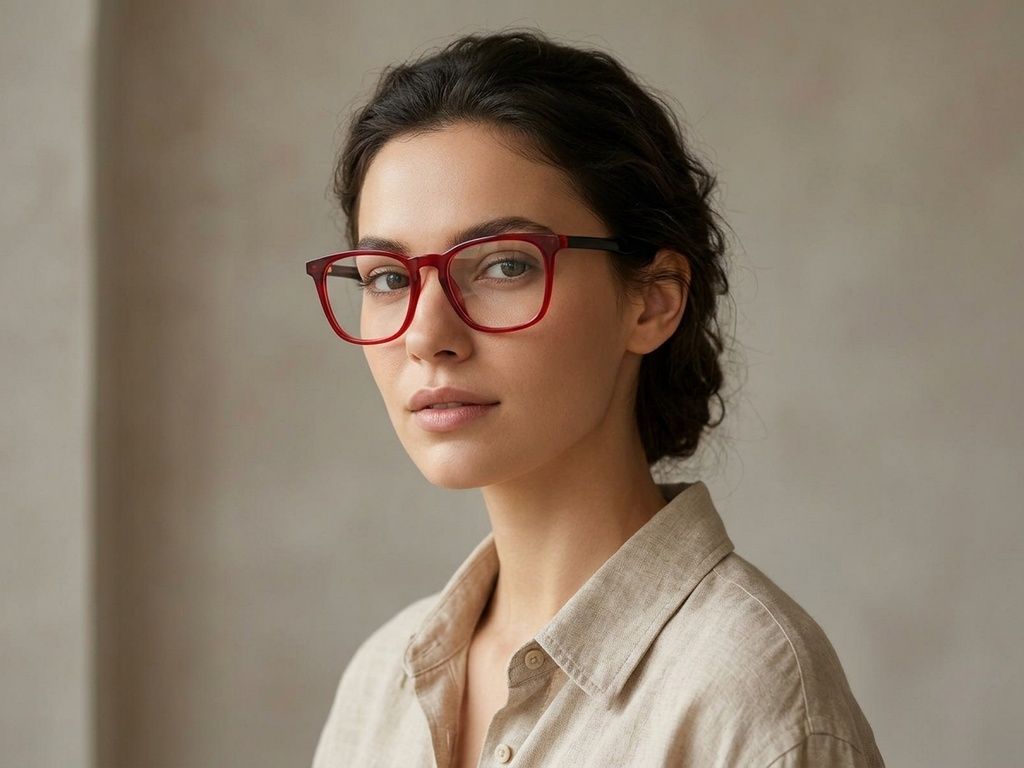 Gafas rectangulares de acetato rojo #BS2012-0246