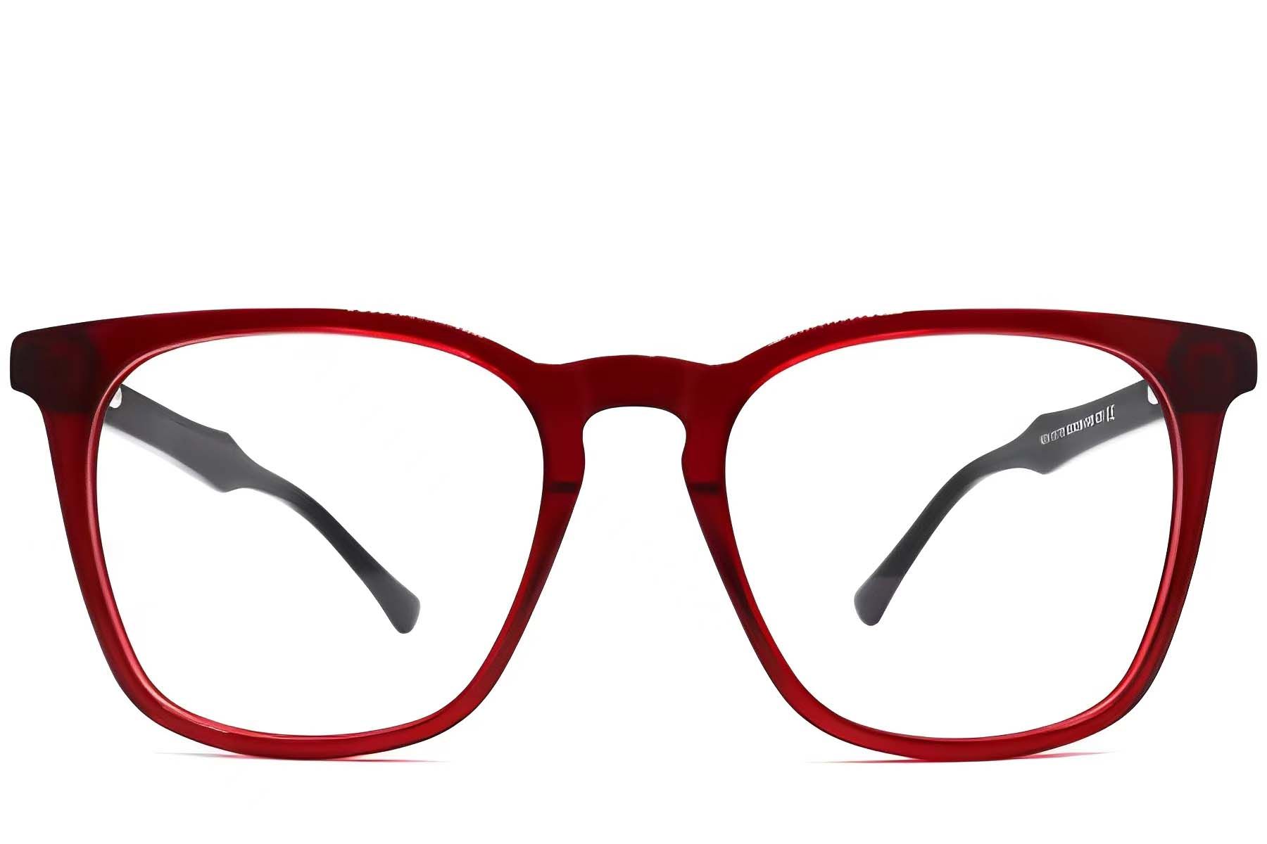 Rectangular Red Acetate Glasses #BS2012-0246