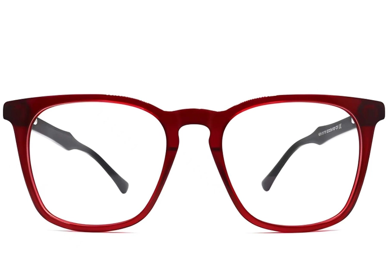 Rectangular Red Acetate Glasses #BS2012-0246