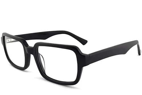 Lunettes rectangulaires en acétate noir #BS2012-0251