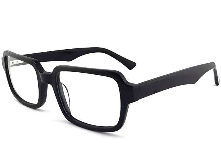 Rechteckige schwarze Acetatbrille #BS2012-0251
