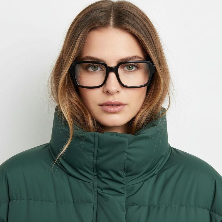 Gafas rectangulares de acetato negro #BS2012-0251