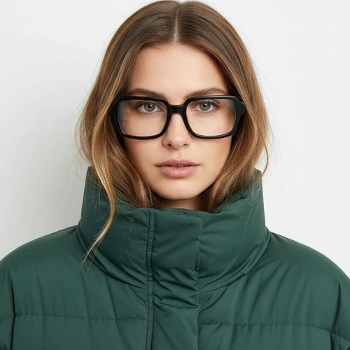 Rechthoekige zwarte acetaatbril #BS2012-0251