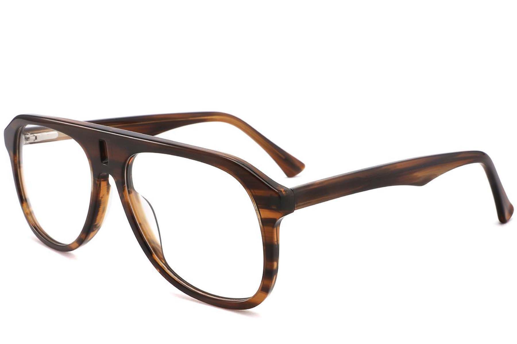 Aviator Brown Acetate Glasses #BS2012-0256
