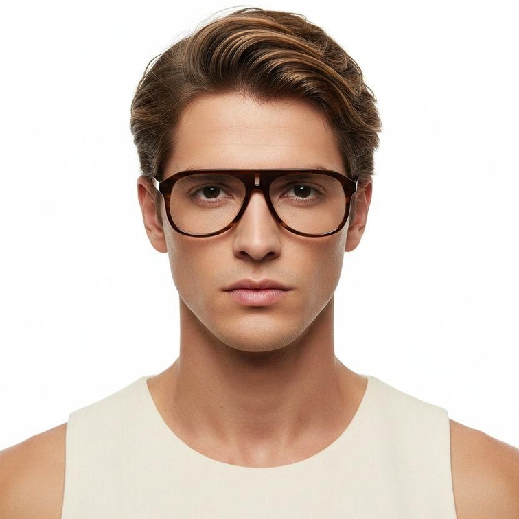 Gafas de acetato marrón estilo aviador # BS2012-0256