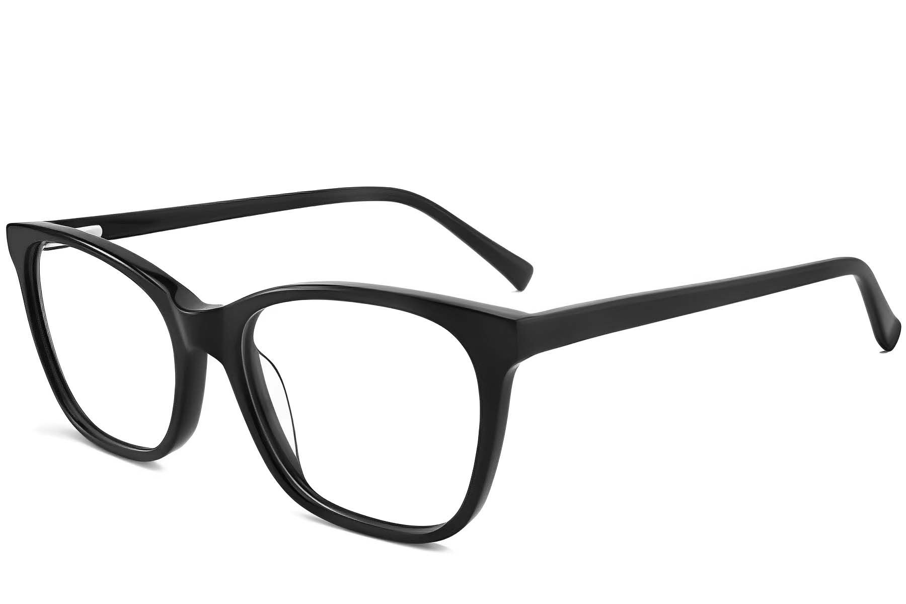 Rectangular Black Acetate Glasses #BS2012-0257