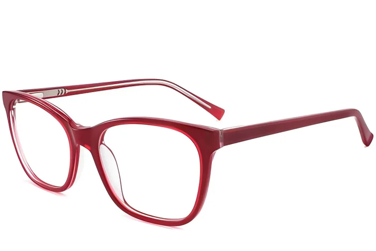 Rechteckige rote Acetatbrille #BS2012-0259