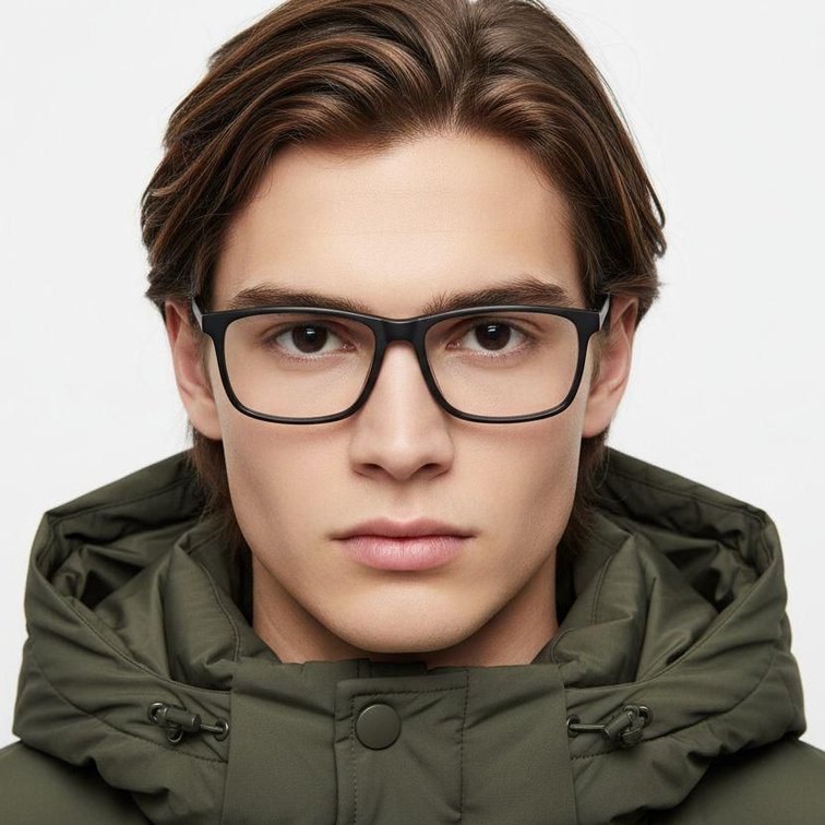 Lunettes rectangulaires en acétate noir #BS2012-0272