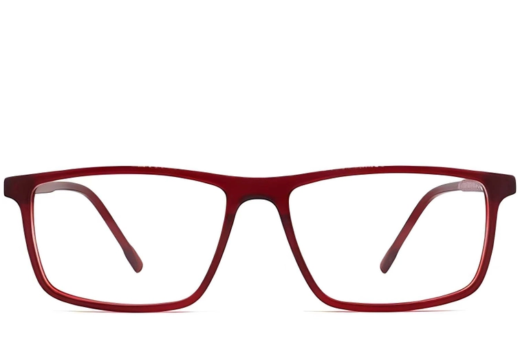 Rectangular Red Acetate Glasses #BS2012-0273