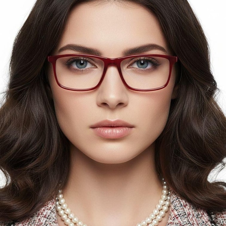 Rectangular Red Acetate Glasses #BS2012-0273