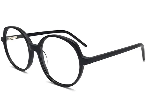 Lunettes ovales en acétate noir #BS2012-0281