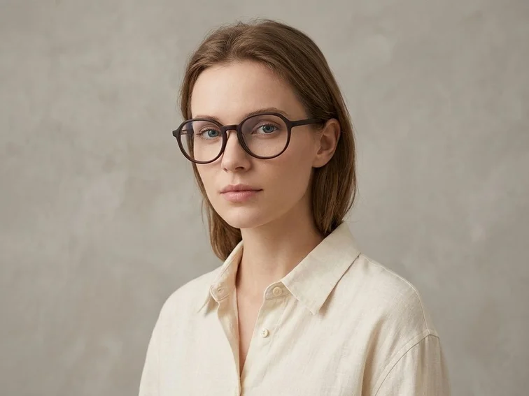Oval Brown Acetate Glasses #BS2012-0282